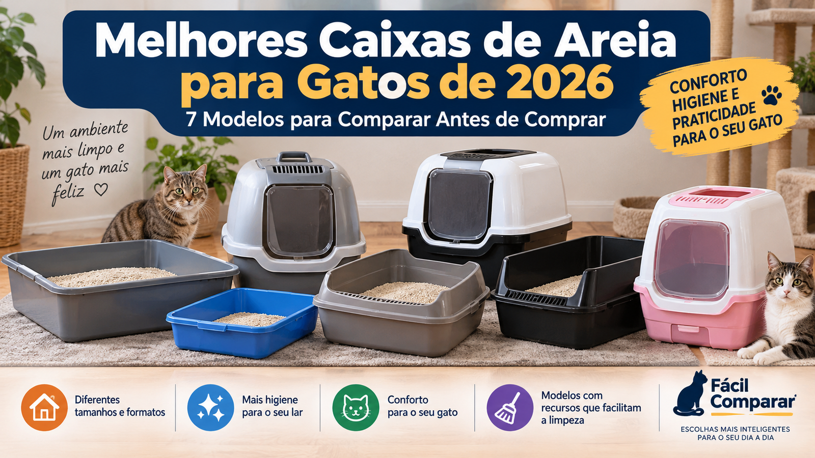 Melhores caixas de areia para gatos de 2026: 7 modelos comparados