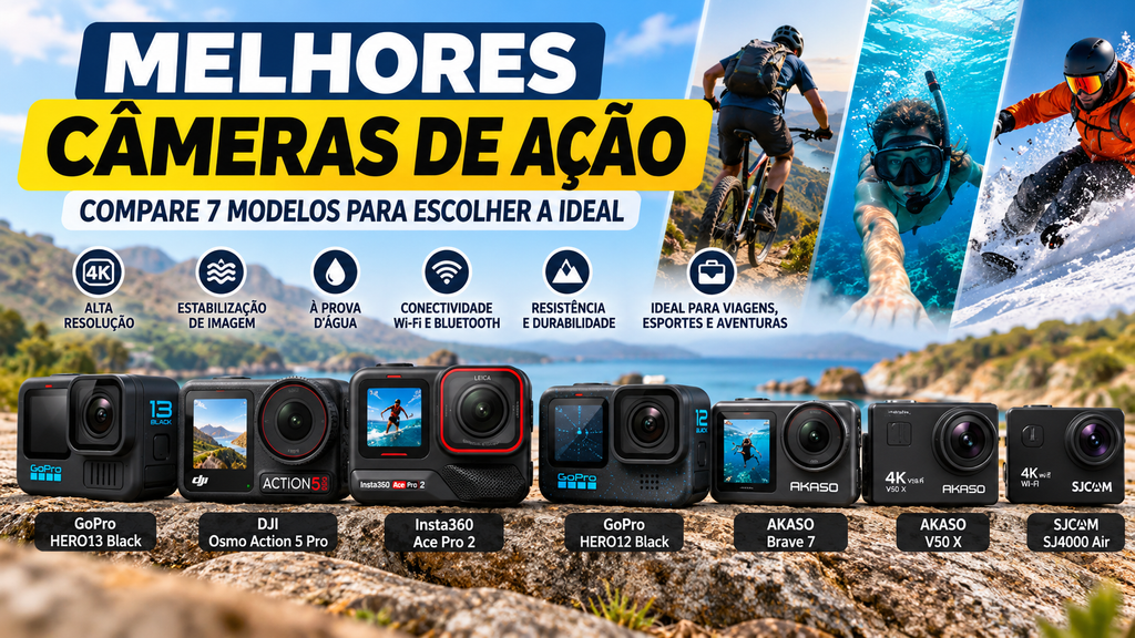 Melhores câmeras de ação para viagens, esportes e aventuras — comparativo de 7 modelos