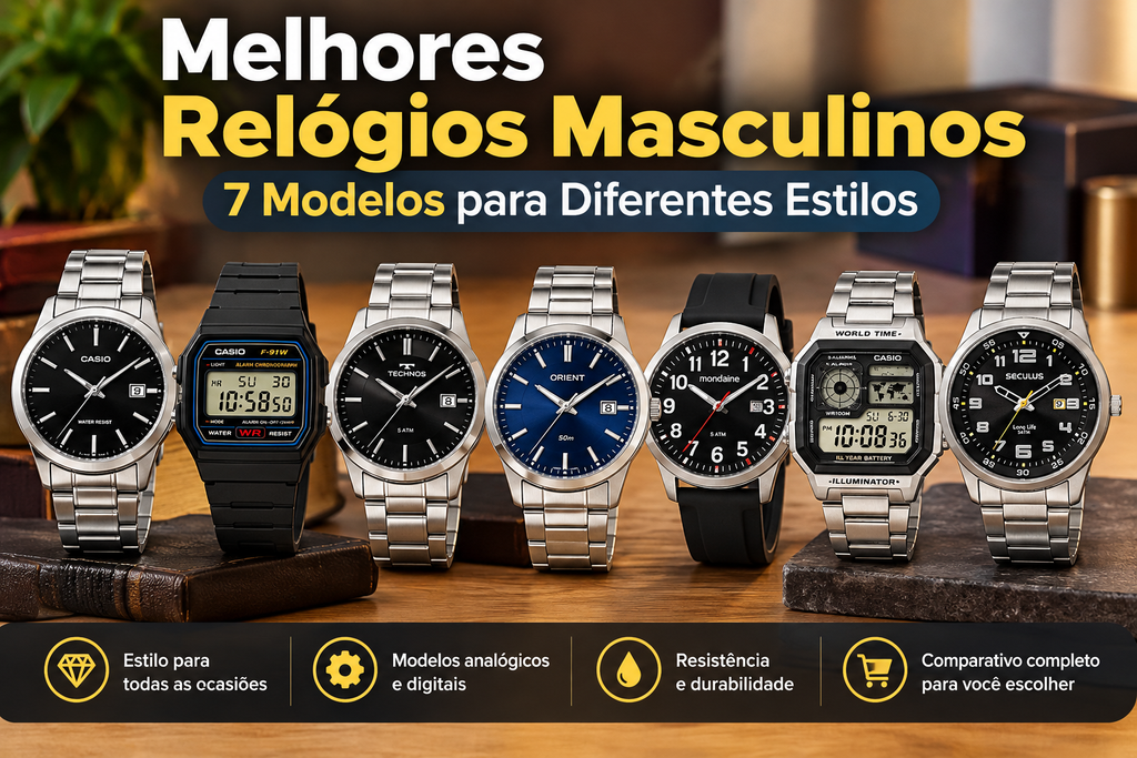 Melhores relógios masculinos: comparativo de 7 modelos analógicos e digitais para diferentes estilos